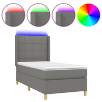 Letto a Molle Materasso e LED Grigio Scuro 80x200 cm in Tessuto cod mxl 58199