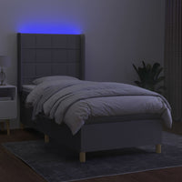 Letto a Molle Materasso e LED Grigio Chiaro 90x190 cm Tessutocod mxl 99358