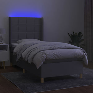 Letto a Molle Materasso e LED Grigio Chiaro 90x200 cm Tessuto 3138845