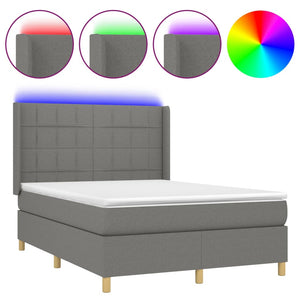 Letto a Molle Materasso e LED Grigio Scuro 140x190cm in Tessutocod mxl 123302