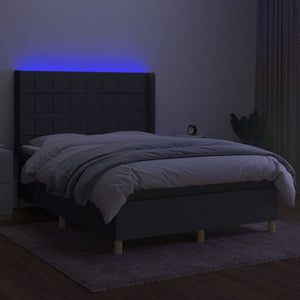 Letto a Molle Materasso e LED Grigio Scuro 140x190cm in Tessutocod mxl 123302