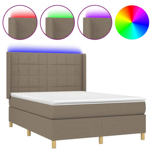 Letto a Molle con Materasso e LED Tortora 140x190 cm in Tessuto 3138873