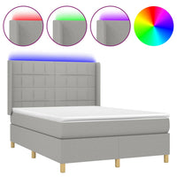 Letto a Molle Materasso e LED Grigio Chiaro 140x200 cm Tessuto 3138877