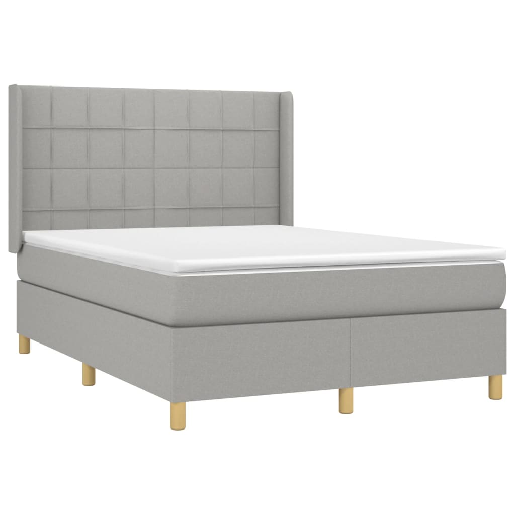 Letto a Molle Materasso e LED Grigio Chiaro 140x200 cm Tessuto 3138877