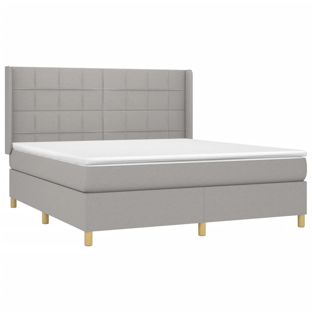 Letto a Molle Materasso e LED Grigio Chiaro 160x200 cm Tessuto 3138885