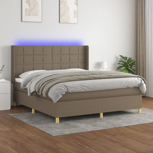 Letto a Molle con Materasso e LED Tortora 160x200 cm in Tessutocod mxl 99366