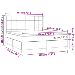 Letto a Molle Materasso e LED MarroneScuro 180x200cm in Tessuto 3138896