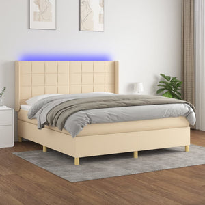 Letto a Molle con Materasso e LED Crema 180x200 cm in Tessutocod mxl 123306