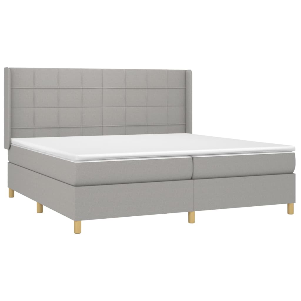 Letto a Molle Materasso e LED Grigio Chiaro 200x200 cm Tessuto 3138901