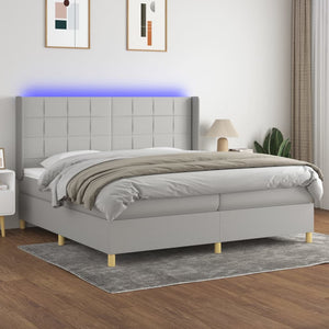 Letto a Molle Materasso e LED Grigio Chiaro 200x200 cm Tessuto 3138901