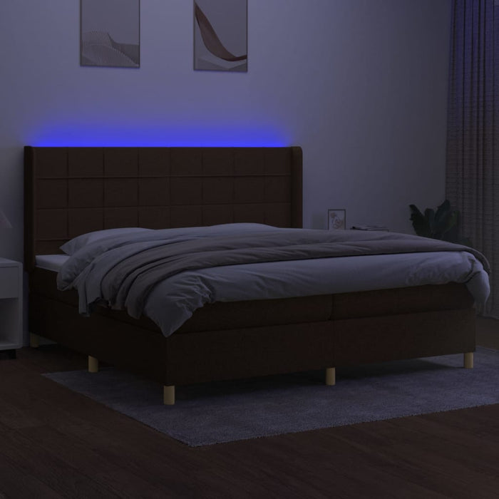 Letto a Molle Materasso e LED Marronescuro 200x200cm in Tessuto 3138904