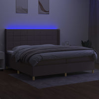 Letto a Molle Materasso e LED tortora 200x200cm in Tessuto cod mxl 58220