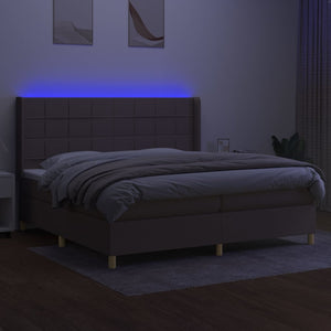 Letto a Molle Materasso e LED tortora 200x200cm in Tessuto cod mxl 58220