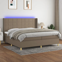 Letto a Molle Materasso e LED tortora 200x200cm in Tessuto 3138905