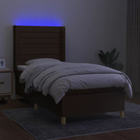 Letto a Molle Materasso e LED Marrone Scuro 80x200cm in Tessuto 3138912