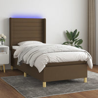 Letto a Molle Materasso e LED Marrone Scuro 80x200cm in Tessuto 3138912