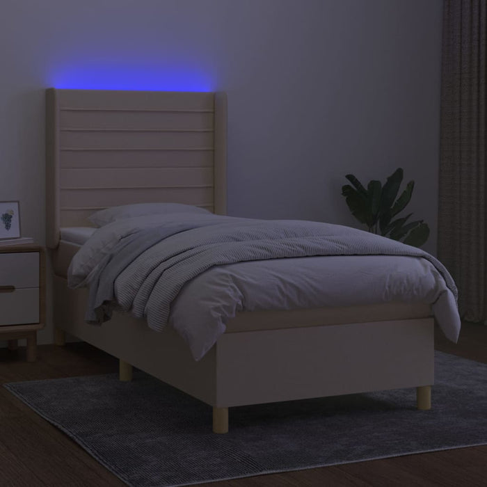 Letto a Molle con Materasso e LED Crema 80x200 cm in Tessuto 3138914