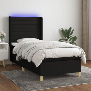 Letto a Molle con Materasso e LED Nero 90x190 cm in Tessuto 3138919