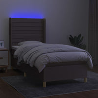 Letto a Molle con Materasso e LED Tortora 90x190 cm in Tessuto 3138921