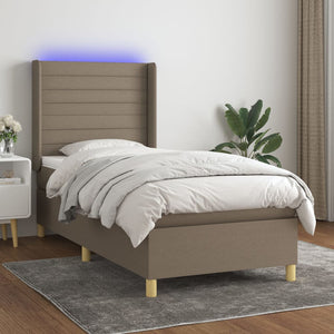 Letto a Molle con Materasso e LED Tortora 90x190 cm in Tessuto 3138921