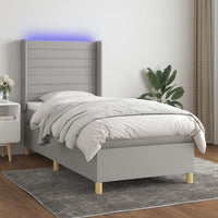 Letto a Molle Materasso e LED Grigio Chiaro 100x200 cm Tessutocod mxl 75382