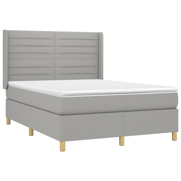 Letto a Molle Materasso e LED Grigio Chiaro 140x190 cm Tessuto 3138949