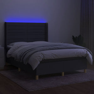 Letto a Molle Materasso e LED Grigio Scuro 140x190cm in Tessutocod mxl 75385