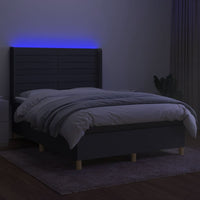 Letto a Molle Materasso e LED Grigio Scuro 140x190cm in Tessuto 3138950