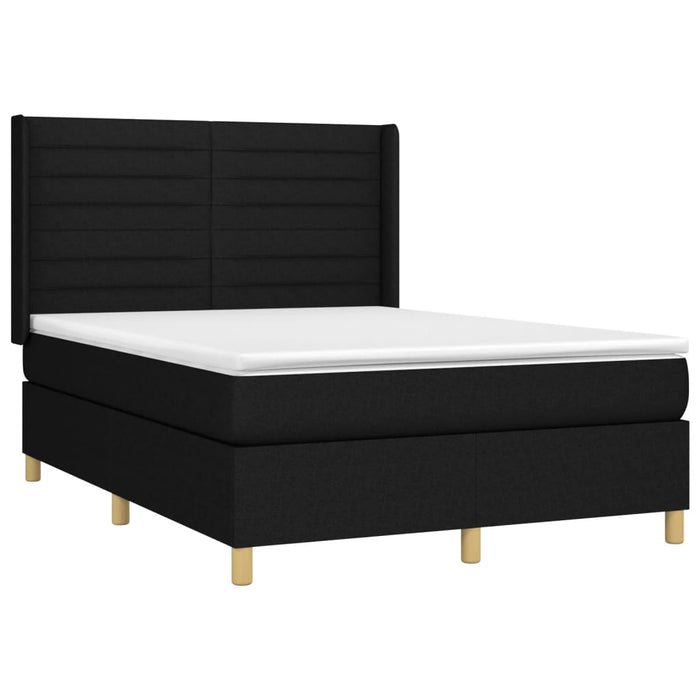 Letto a Molle con Materasso e LED Nero 140x190 cm in Tessuto 3138951