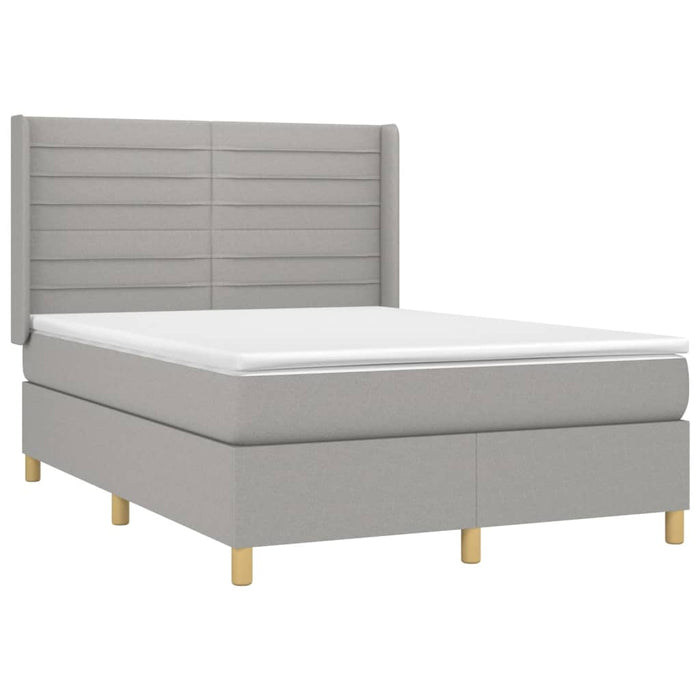 Letto a Molle Materasso e LED Grigio Chiaro 140x200 cm Tessuto 3138957