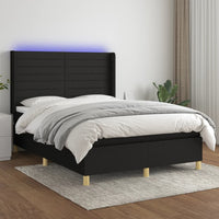 Letto a Molle con Materasso e LED Nero 140x200 cm in Tessutocod mxl 75387