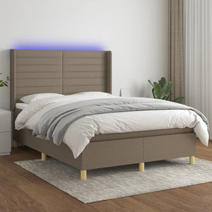 Letto a Molle con Materasso e LED Tortora 140x200 cm in Tessutocod mxl 123316