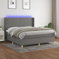 Letto a Molle Materasso e LED Grigio Scuro 160x200cm in Tessuto cod mxl 55830