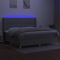 Letto a Molle Materasso e LED Grigio Chiaro 200x200 cm Tessuto cod mxl 64743