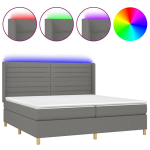 Letto a Molle Materasso e LED Grigio Scuro 200x200cm in Tessuto 3138982