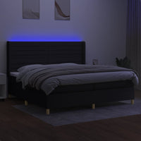 Letto a Molle Materasso e LED Nero 200x200cm in Tessuto 3138983