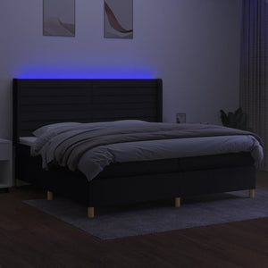 Letto a Molle Materasso e LED Nero 200x200cm in Tessuto 3138983