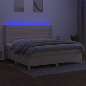 Letto a Molle Materasso e LED bianco 200x200cm in Tessuto 3138986