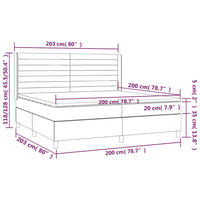 Letto a Molle Materasso e LED bianco 200x200cm in Tessuto 3138986