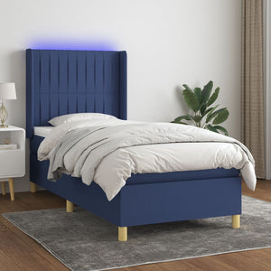 Letto a Molle con Materasso e LED Blu 90x190 cm in Tessutocod mxl 123323