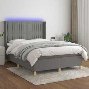 Letto a Molle Materasso e LED Grigio Scuro 140x190cm in Tessutocod mxl 75394