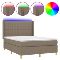 Letto a Molle con Materasso e LED Tortora 140x200 cm in Tessutocod mxl 123533