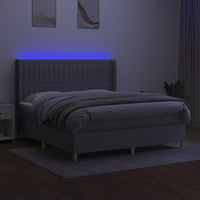 Letto a Molle Materasso e LED Grigio Chiaro 160x200 cm Tessuto 3139045