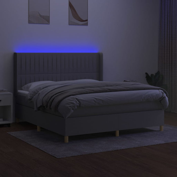 Letto a Molle Materasso e LED Grigio Chiaro 160x200 cm Tessuto cod mxl 58056