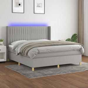 Letto a Molle Materasso e LED Grigio Chiaro 160x200 cm Tessuto 3139045