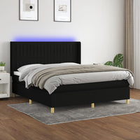 Letto a Molle con Materasso e LED Nero 160x200 cm in Tessutocod mxl 75395