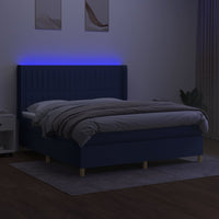 Letto a Molle con Materasso e LED Blu 160x200 cm in Tessuto cod mxl 64263