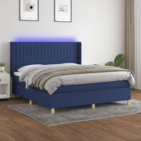 Letto a Molle con Materasso e LED Blu 160x200 cm in Tessuto 3139051