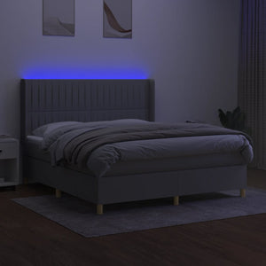 Letto a Molle Materasso e LED Grigio Chiaro 180x200 cm Tessuto cod mxl 61655