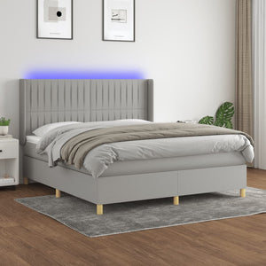 Letto a Molle Materasso e LED Grigio Chiaro 180x200 cm Tessuto cod mxl 61655